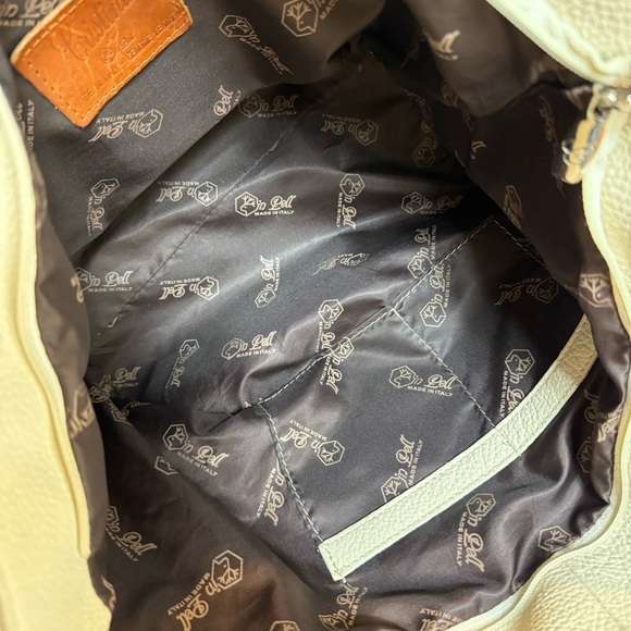 Cristina Made in Italy Genuine Leather Cream and Brown Tote Bag - Picture 8 of 16